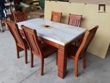  Set bàn ghế ăn đá GF14-BAD6-G300-B354 6 ghế gỗ nâu đẹp 