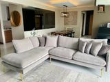  Ghế sofa góc chữ L vải nỉ 2m3 x 1m7 GT204 Verona chân inox 