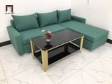  Bộ bàn ghế sofa góc chữ L 2m2 x 1m6 phòng khách màu xanh ngọc 