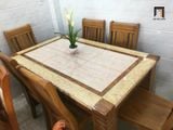  Set bàn ghế ăn đá GF14-BAD6-G300-B354 6 ghế gỗ nâu đẹp 