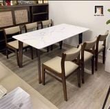  Bộ bàn ăn phòng bếp gia đình 18-KH6-G10-B110 6 ghế bọc da giả 