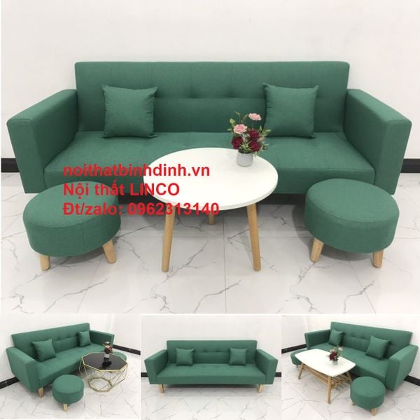 bộ ghế sofa giường dài 2m xanh ngọc