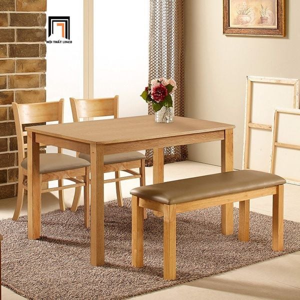 bộ bàn ghế ăn gia đình kèm ghế bench