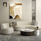  Ghế sofa băng cong đẹp 2m2 BT295 Olivia vải lông cừu trắng kem 