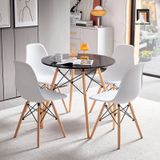  Bộ bàn ghế ăn hình tròn 2-OC4-GCF1-B2 4 ghế nhựa trắng xinh 