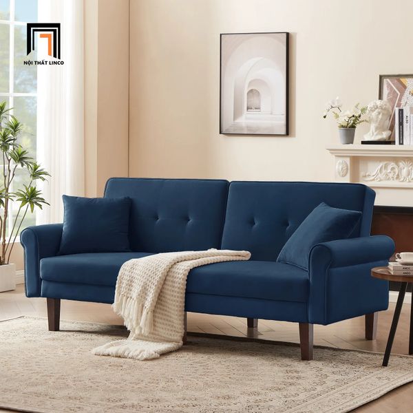ghê sofa giường nằm xám trắng vải nhung