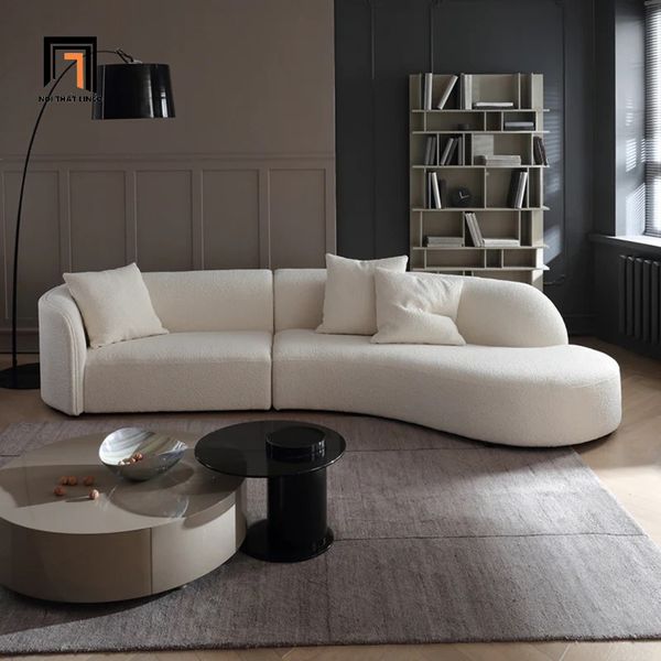 ghế sofa băng cong vải lông cừu