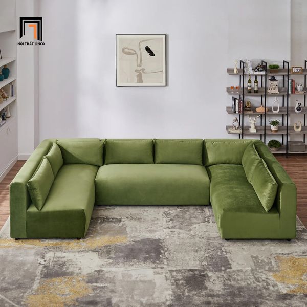 bộ ghế sofa góc L 2m8 x 1m6 vải nhung