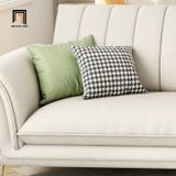  Ghế sofa băng đẹp BHQ7 Sorgio dài 2m4 da giả trắng kem 