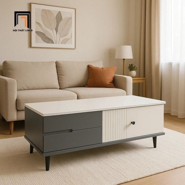 bàn sofa phòng khách mặt đá trắng