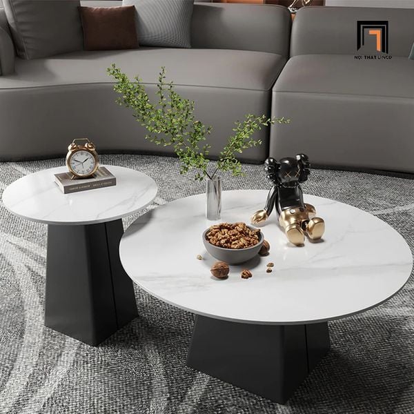 bàn trà 60cm hình tròn mặt đá