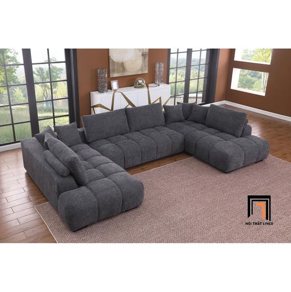 set ghế sofa chữ U nệm ngồi chia múi
