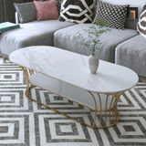  Bàn sofa gia đình xinh xắn BSF50 Kirdy mặt đá oval 2 tầng 