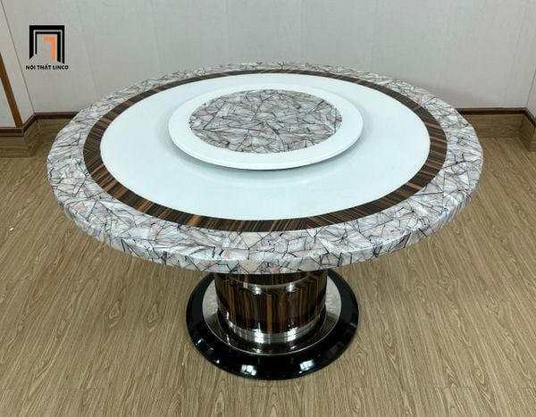  Bộ bàn ăn mặt đá tròn xoay GF34-BAD6-G321-B363 sang trọng 