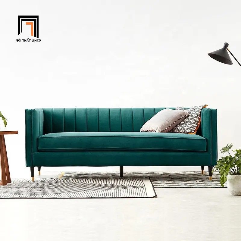  Ghế sofa băng sang trọng 2m1 BT81 Nova vải nhung xanh lá 