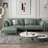  Ghế sofa băng dài 2m3 da giả xanh lá BT276 Tipton chân inox đẹp 