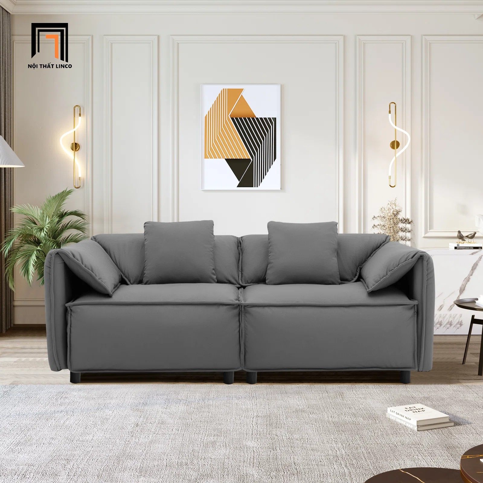  Ghế sofa băng dài 2m da công nghiệp BT88 Kassy cho nhà nhỏ 