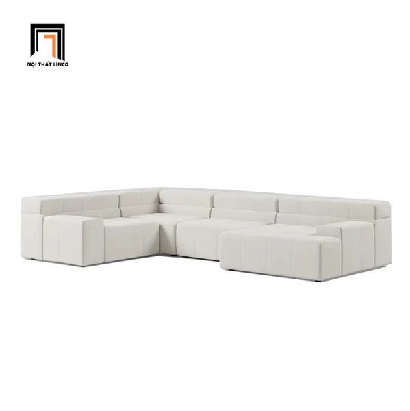 bộ ghế sofa U vải nỉ xám trắng