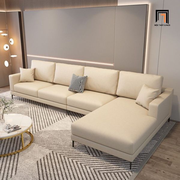 sofa góc l da công nghiệp xám trắng