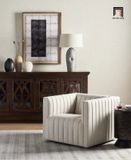  Ghế sofa đơn xinh xắn trang trí DT35 Brant vải nỉ trắng kem 