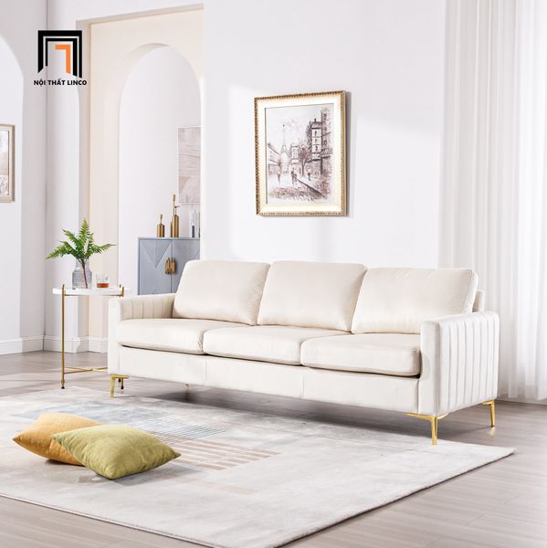 set ghế sofa nỉ màu trắng kem