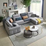  Set ghế sofa chữ U sang trọng UT8 Freda 3m2 phối vải nỉ xám 