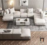  Bộ ghế sofa góc U xám trắng GT19 Kedu cho phòng khách hiện đại 