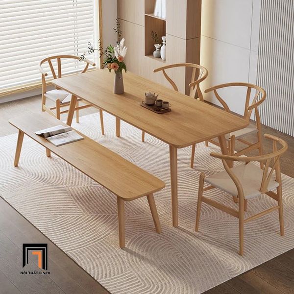 bộ bàn ăn 6 ghế gỗ cong xinh xắn