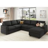  Bộ ghế sofa chữ U hiện đại UT20 Honbay 3m1 màu xanh đậm 