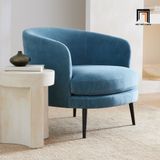  Ghế sofa đơn tròn giá rẻ DT18 Viv màu xanh dương vải nhung 