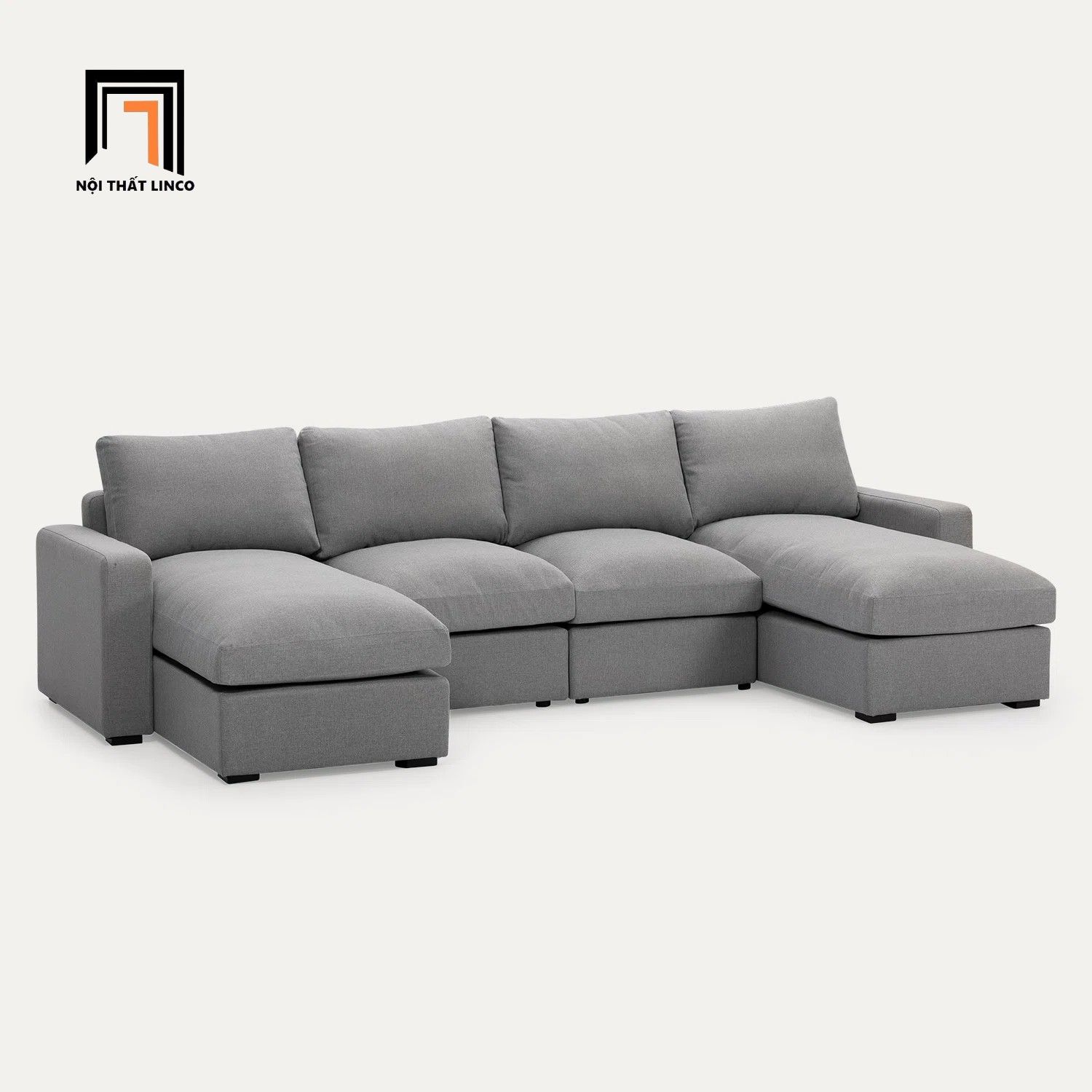  Bộ ghế sofa góc chữ U GT22 Ushape 2m8 x 1m6 màu xám đen 