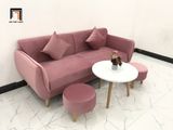  Ghế sofa băng BB dài 1m9 màu hồng phấn vải nhung giá rẻ 
