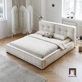  Giường ngủ vải lông cừu trắng kem GN33 Darcy 1m6 x 2m đẹp 