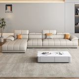  Bộ ghế sofa góc L cao cấp GT266 Tolstoy da giả xám 3m x 1m6 