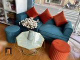  Bộ ghế sofa băng xanh lá BT63 Hugen 1m9 vải nhung phối 2 màu 