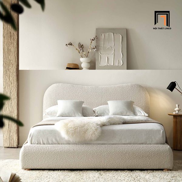 giường ngủ bọc vải lông cừu