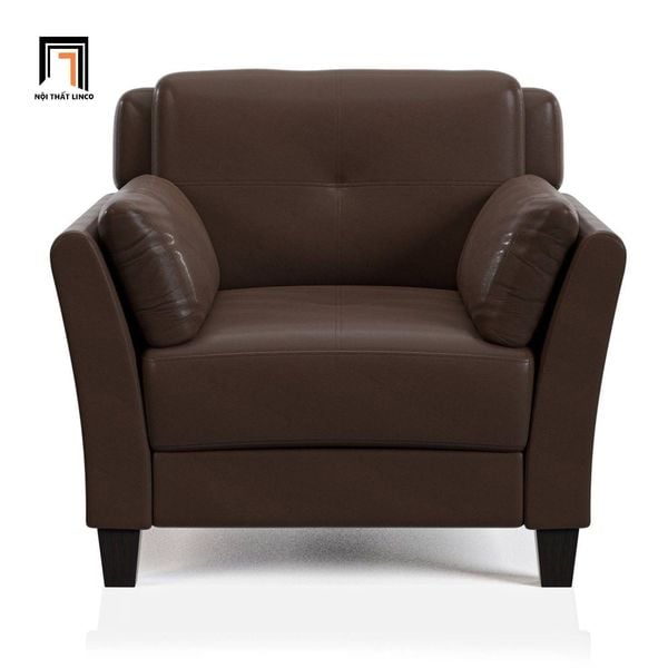 ghế sofa đơn sang trọng da giả nâu