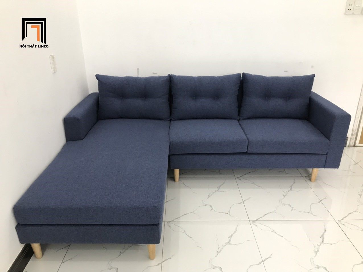  Bộ ghế sofa góc 2m2 x 1m6 màu xanh đen giá rẻ 
