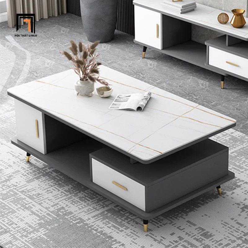  Bàn sofa phòng khách chữ nhật 1m BSF33 Katy mặt đá xám ghi 