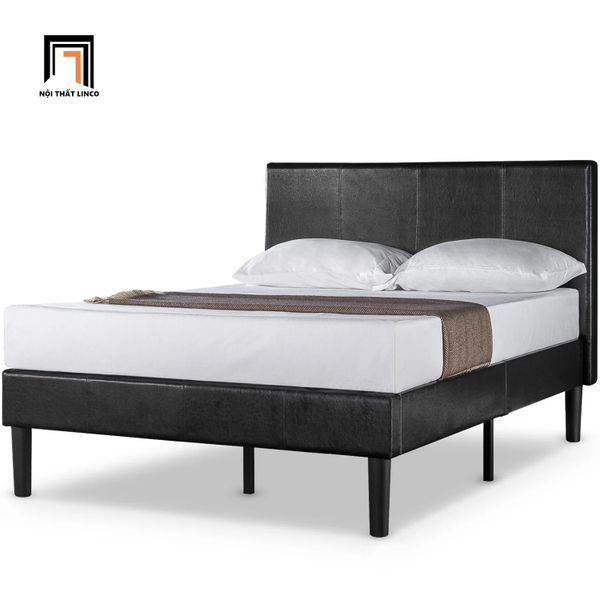giường ngủ da giả pu màu đen