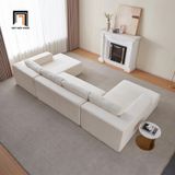  Set ghế sofa chữ U xinh xắn UT17 Dade 3m1 vải nỉ trắng kem 
