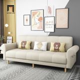  Ghế sofa giường tay cong giá rẻ GB112 Beiro 2m1 vải nỉ xám đậm 