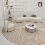  Ghế sofa băng cong vải lông cừu BT307 Gondrin 2m3 trắng kem 
