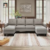  Bộ ghế sofa U xám đen vải nỉ UT27 Eilean dài 2m6 giá rẻ 