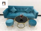  Bộ ghế sofa giường xanh dương vải nhung BTV 2m giá rẻ 