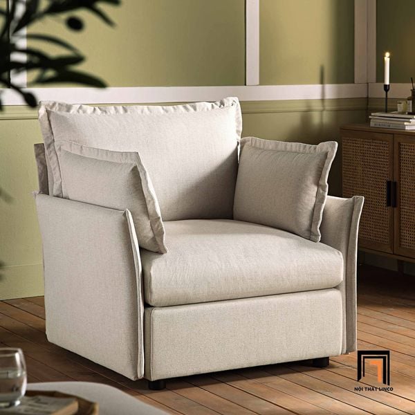 ghế sofa đơn 1 nệm ngồi xám trắng