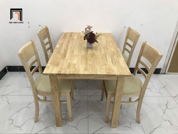 bộ bàn ăn 4 ghế gỗ tự nhiên