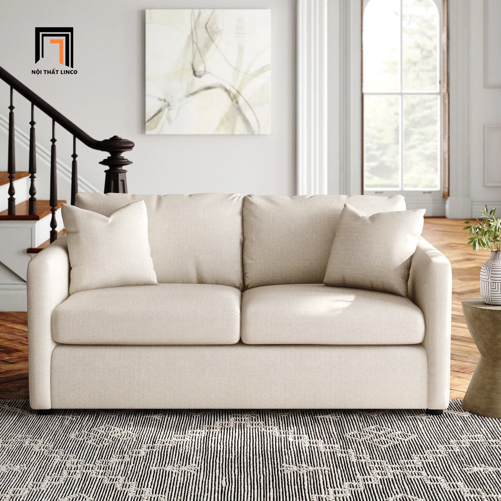  Sofa băng đôi nhỏ cho phòng ngủ BT232 Godwin 1m4 xám đậm 