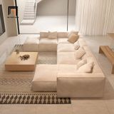  Set ghế sofa chữ U hiện đại UT2 Woka dài 3m25 màu xám trắng 