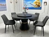  Bàn ăn 6 ghế mặt tròn đá ceramic đen 48-BAD6-G13-B81 cao cấp 